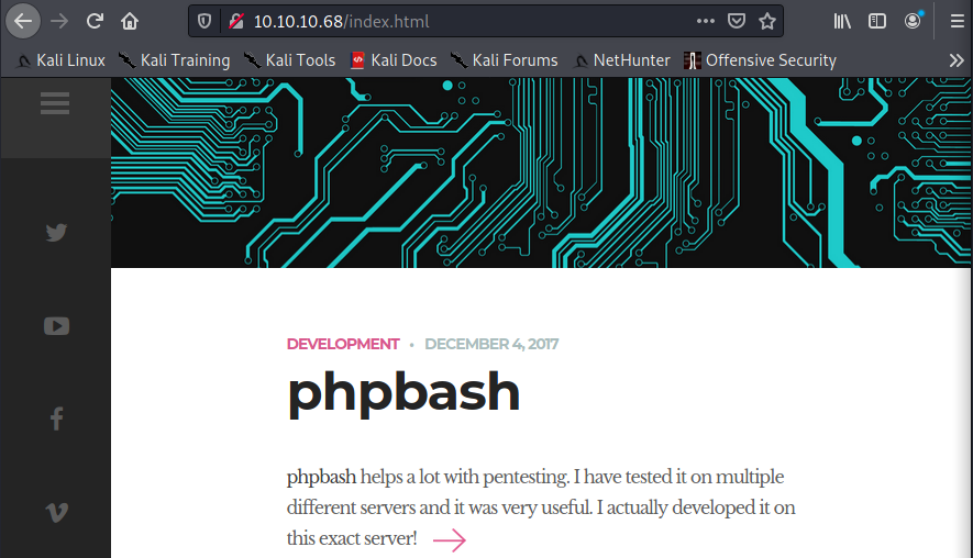 bashed webpage
